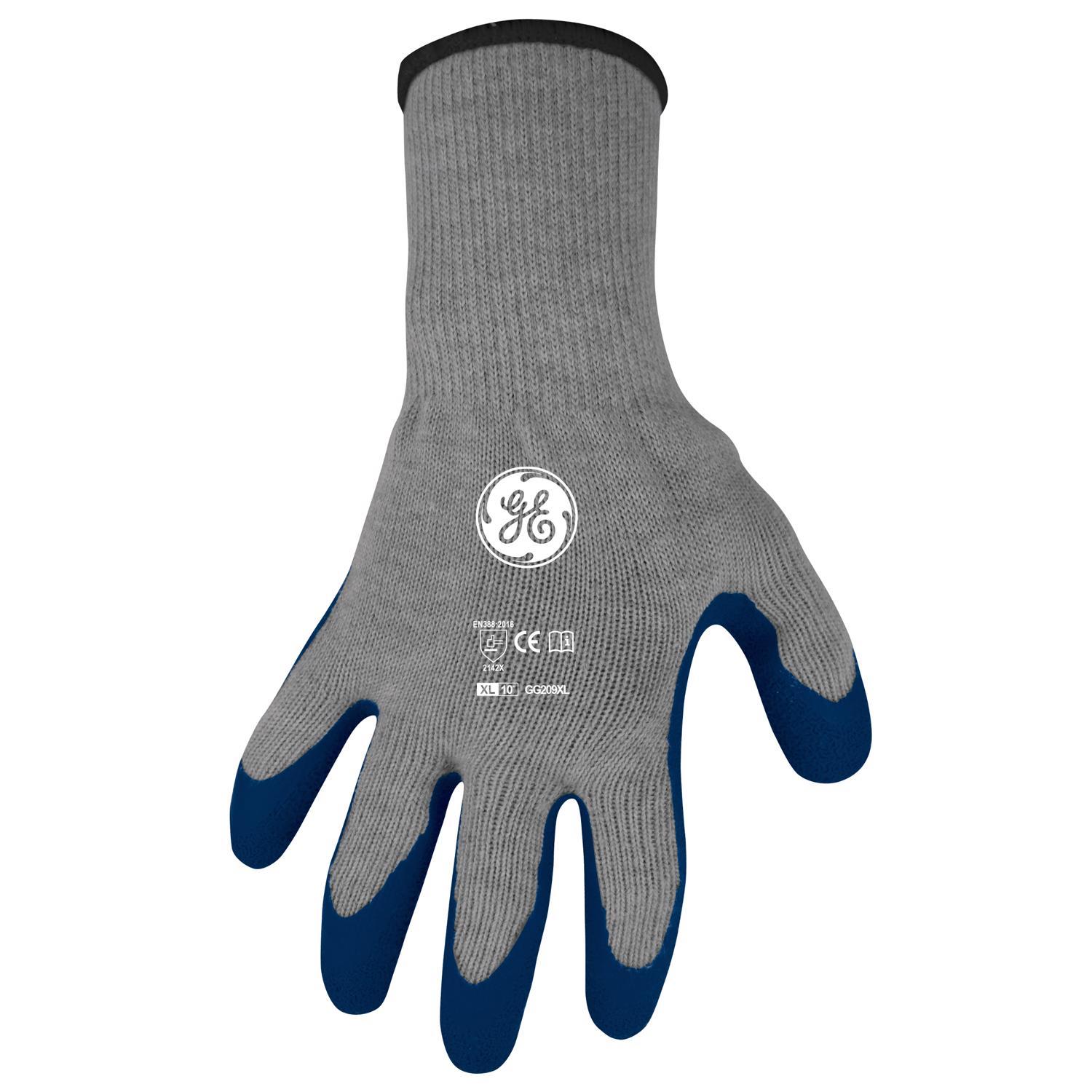 General Electric Xl Crinkle Dipped Safety Gloves Blue/gray 1 Pair
