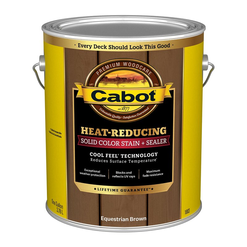 Cabot Heat-reducing Solid Color Stain And Sealer, Equestrian Brown, 1 Gallon