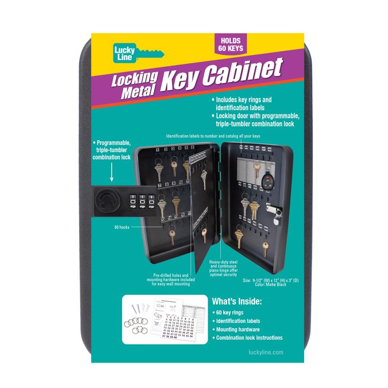 Lucky Line Black Steel Key Cabinet With 2 Doors, Model 61100