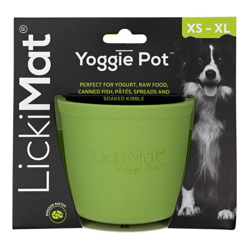 Lickimat Yoggie Pot Green Rubber Slow Feeder For Dogs