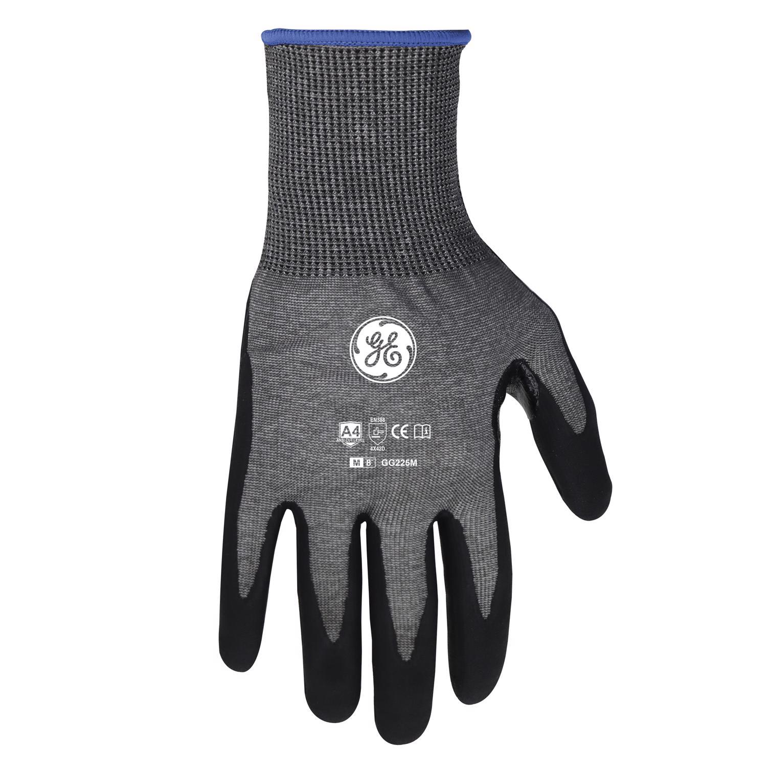 General Electric Dipped Gloves Black Gray Medium 1 Pair