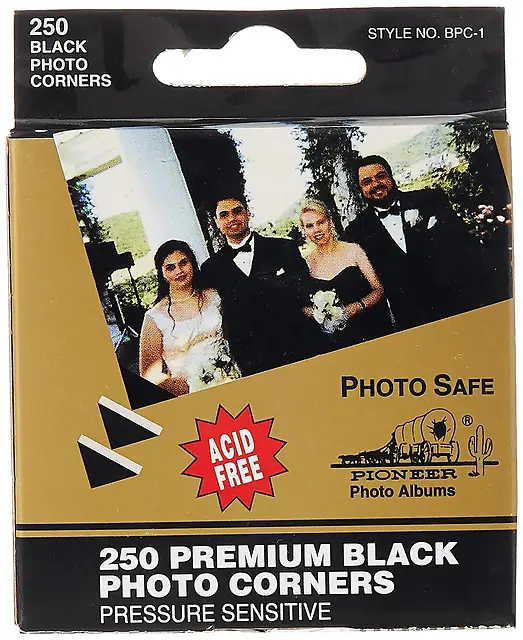 Premium Photo Corners Self Adhesive - 250 Pkg - Black