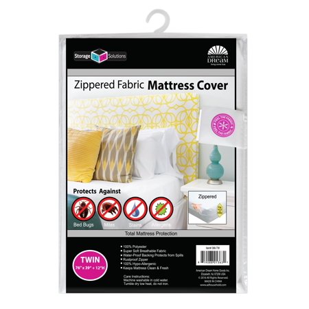Storage Solutions Non-woven Hypoallergenic Mattress Cover And Protector With Zipper - Twin Size