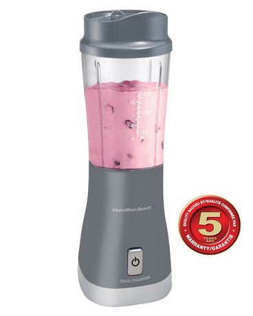 Hamilton Beach Single Serve Personal Smoothie Blender With 14 Oz. Travel Cup Model 51128 Gray