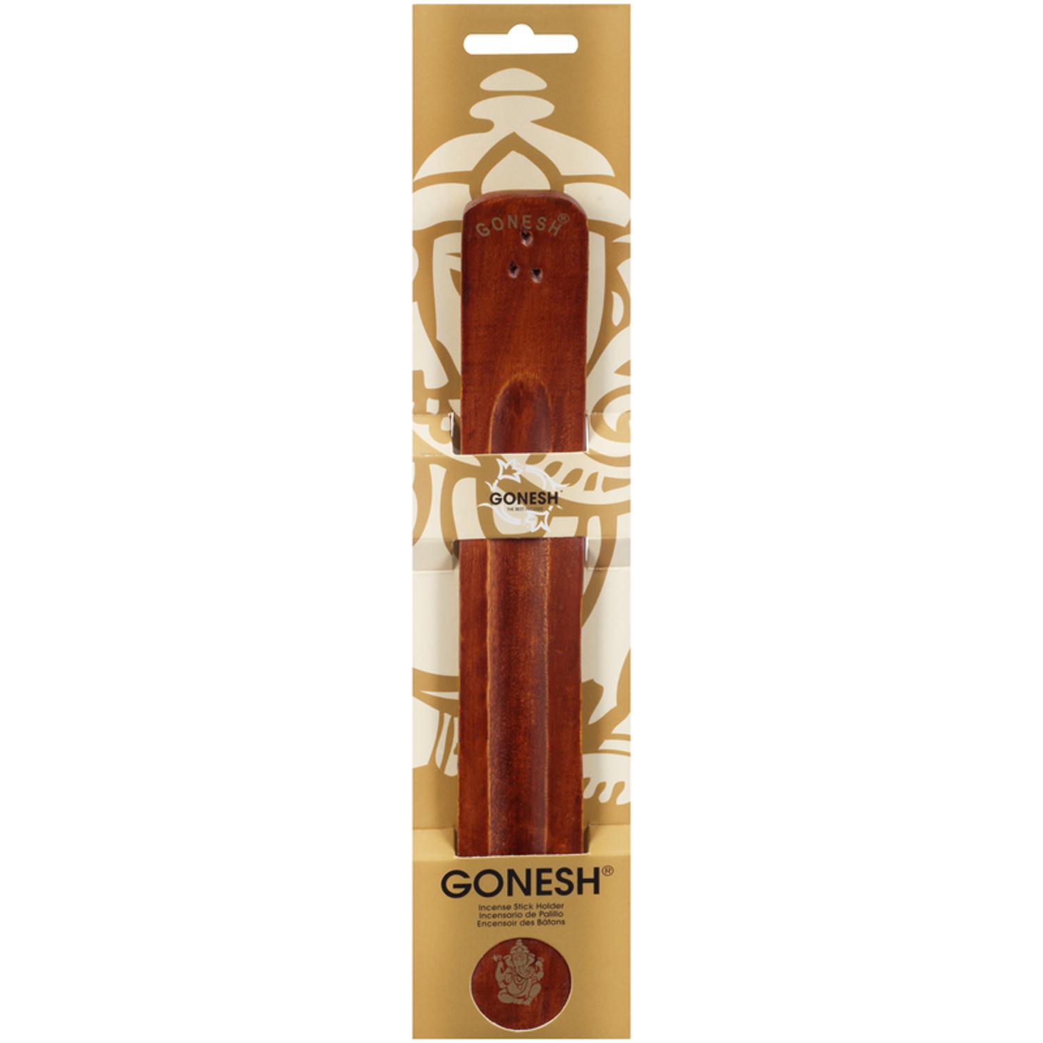 Gonesh Wood Incense Burner 1 Oz Holder For 3 Sticks With Ash Catcher