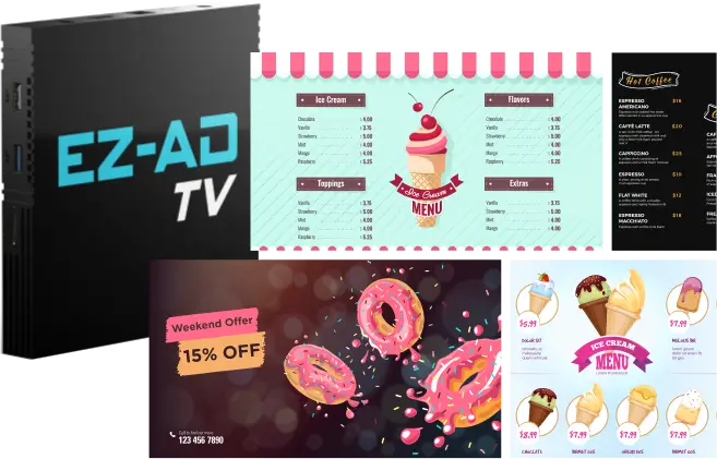 EZ-AD TV Digital Signage for Restaurants hero banner