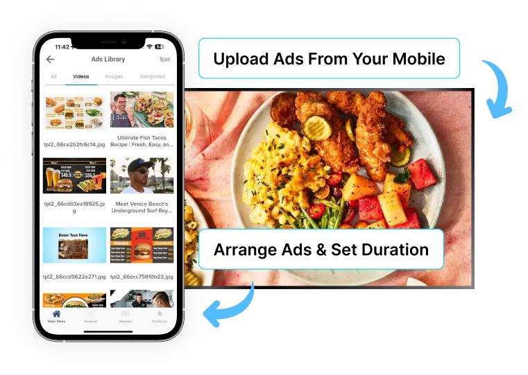 Digital signage for restaurant mobile app management