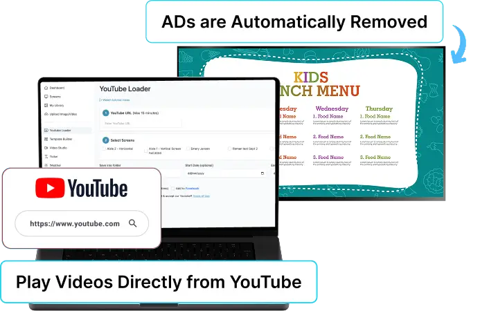 Ez-Ad Tv Digital Signage with youtube