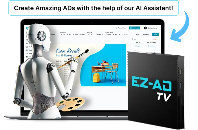 Ez-Ad Tv digital signage Customizable education display with ai crafted ads
