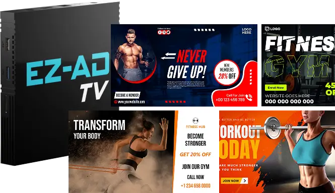 EZ-AD TV hero banner for gym digital signage