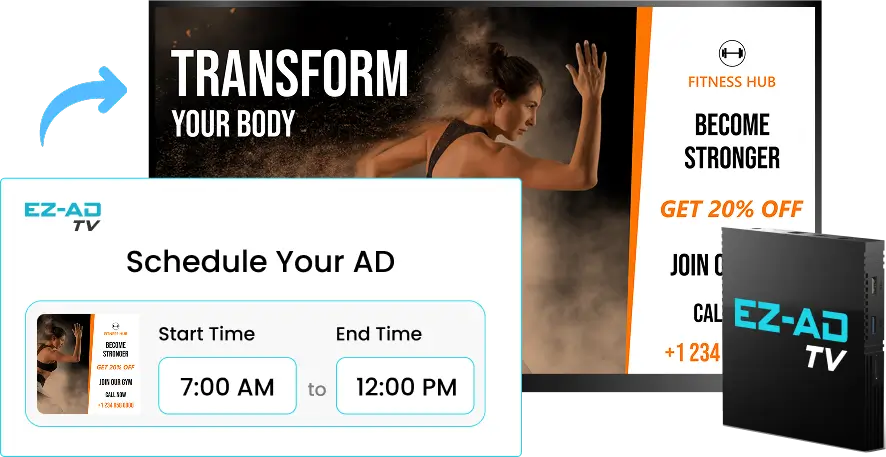 Ez-Ad Tv Digital Signage Schedule content for gyms
