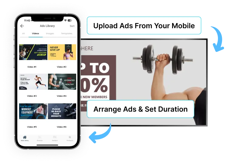 EZ-AD TV Template for gyms with mobile app management