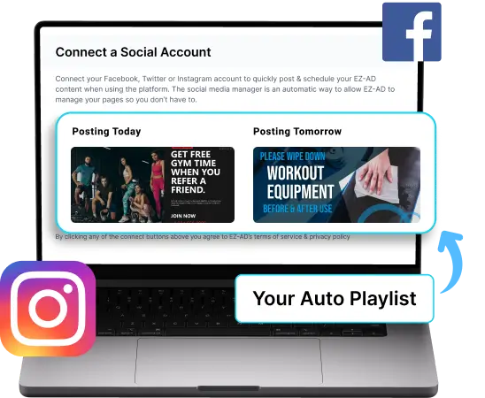 Ez-Ad Digital signage for gyms with social media connectivity