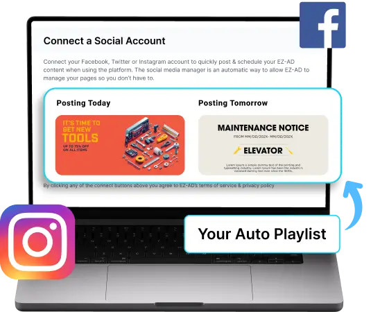 Digital signage for hardware stores with scoial media connectivity