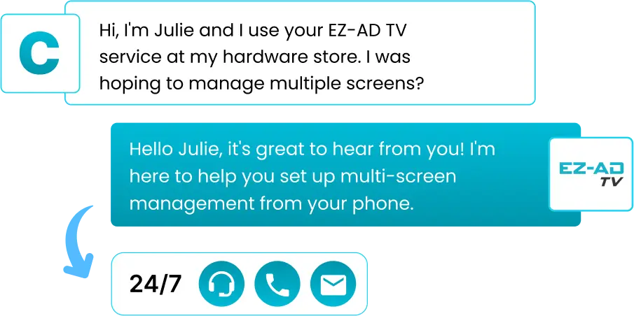 ez-ad tv 24-7 support