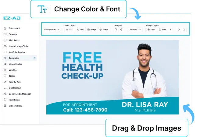 EZ-AD Digital Signage for healthcare with customizable options