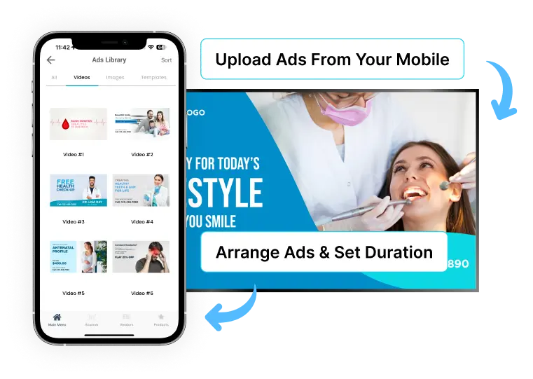 Ez-Ad Tv digital signage for healthcare with mobile app