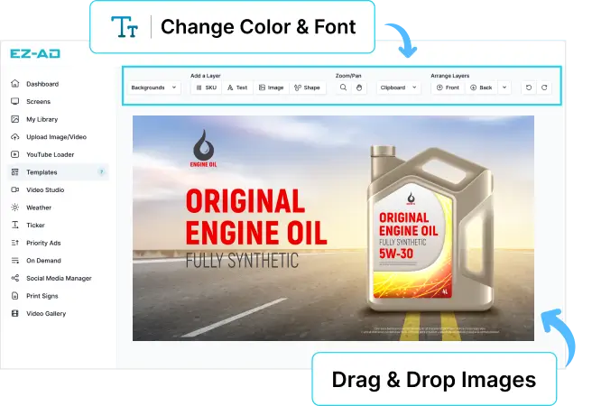EZ-AD Digital Signage for Automotive with customizable options