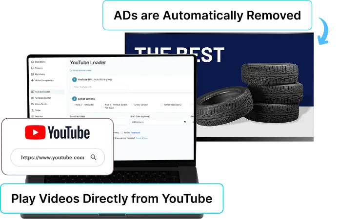 Ez-Ad Tv Digital Signage for Automotive with youtube integration