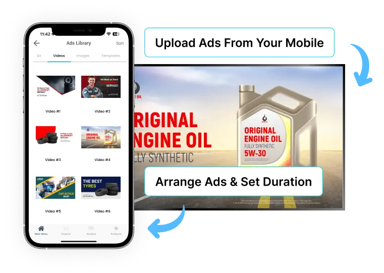 EZ-AD TV Digital Signage for Automotive with mobile app