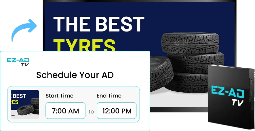 Ez-Ad Tv digital signage for automatve with schedule content options