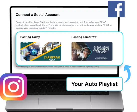 Ez-Ad Tv Digital signage for automotive with social media connectivity