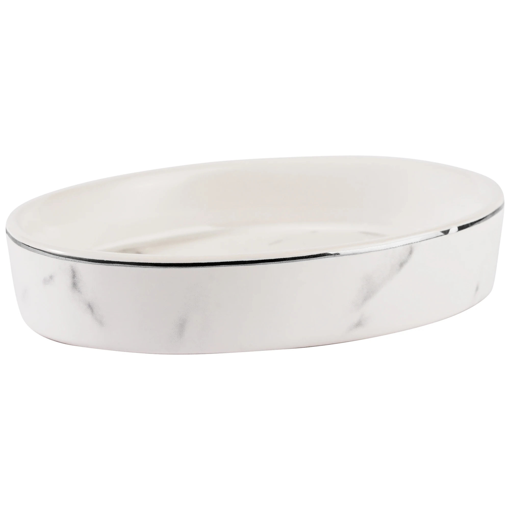 MARBLE SILVER RIM CERAMIC SOAP DISH