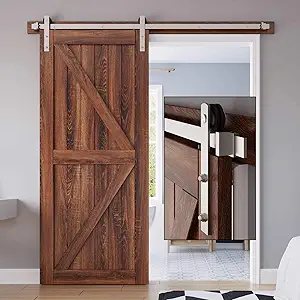 6FT BRUSHED NICKEL SLIDING BARN DOOR HARDWARE KIT