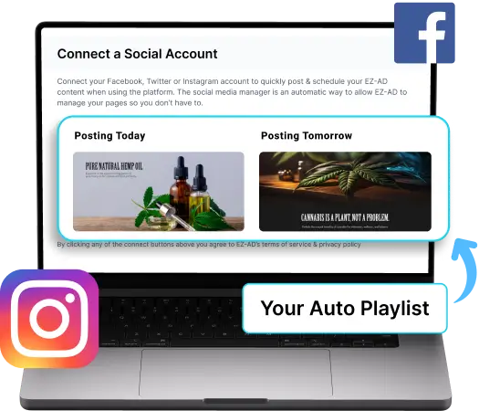 EZ-AD TV digital signage for cannabis with social media connectivity