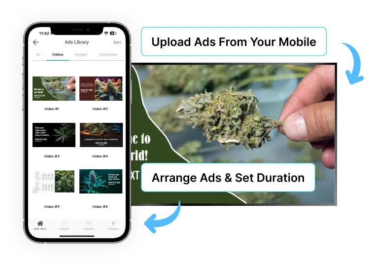 EZ-AD TV Template for cannabis with mobile app
