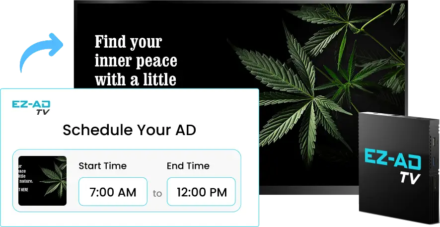 Ez-Ad Tv Digital signage for cannabis with schedule content options
