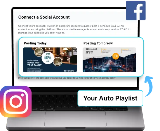 Ez-Ad Tv Digital signage for hotels with social media connectivity