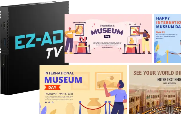 EZ-AD TV digital signage hero banner for museum