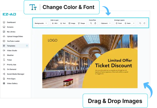 EZ-AD Digital Signage for museum with customizable options