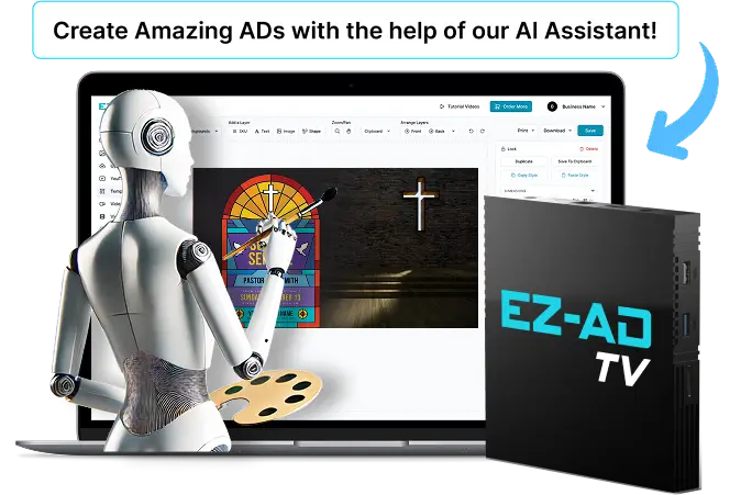 Ez-Ad Tv digital signage for churches with ai crafted ads