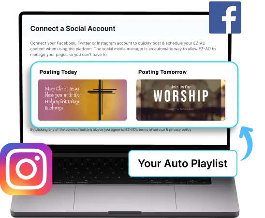 Ez-Ad Tv Digital signage for churches with social media connectivity