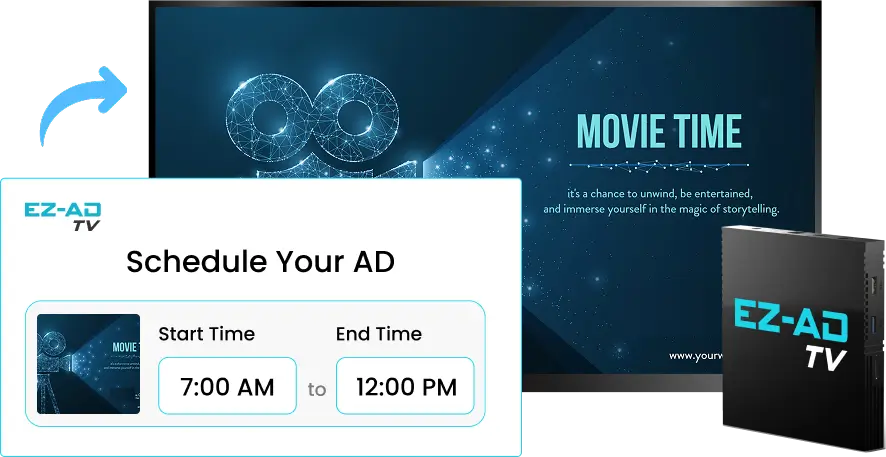 EZ-AD TV Digital Signage for cinemas with mobile app