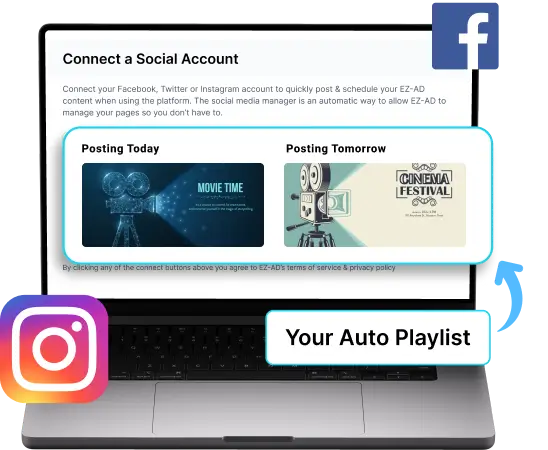 Ez-Ad Tv Digital signage for cinema with social media connectivity