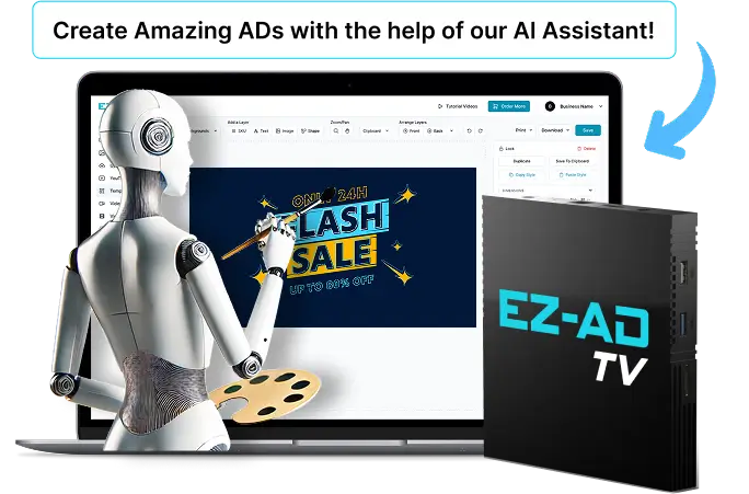 Ez-Ad Tv digital signage for retail with ai crafted ads