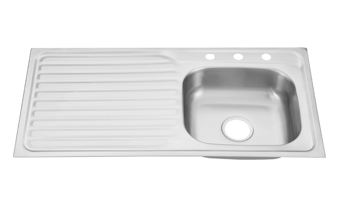 ALUMINIUM SINK WITH DRAINER - LEFT - 39X19X6