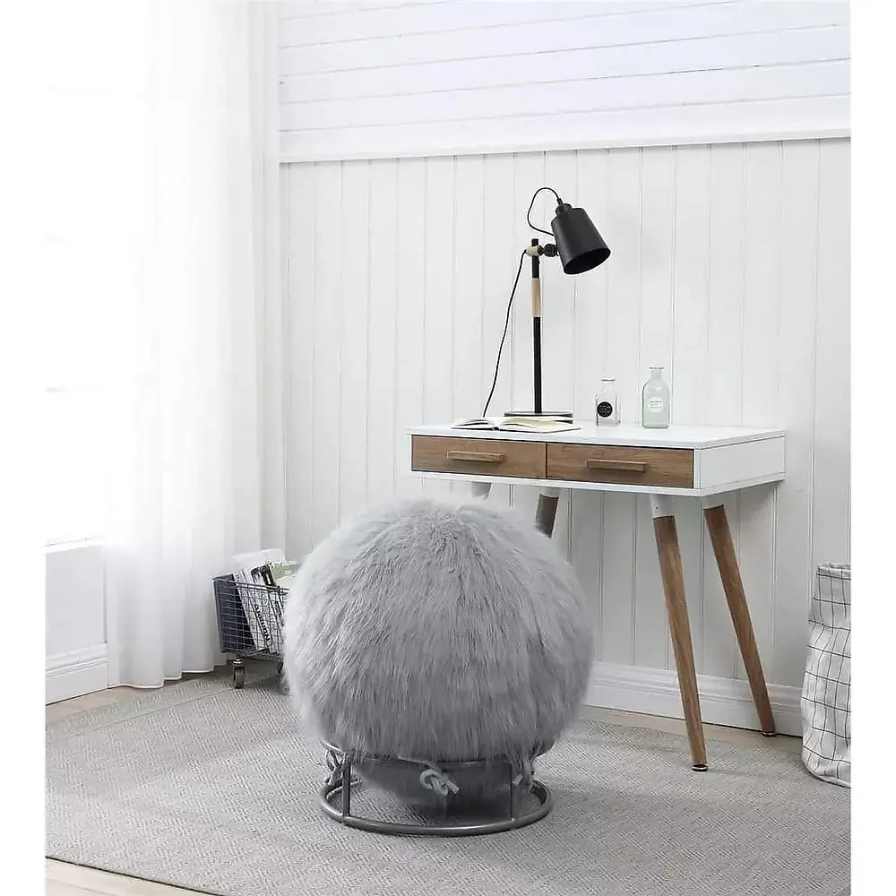 YOGA BALL/CHAIR FAUX FUR - GREY