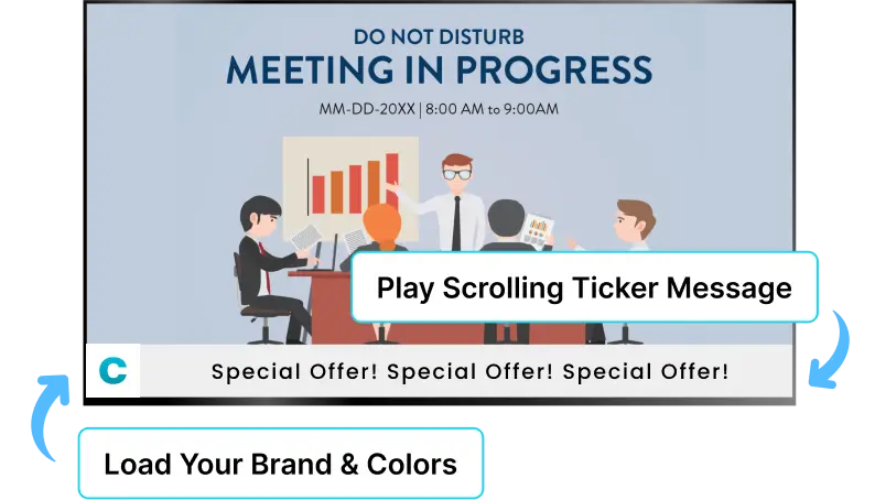 EZ-AD TV digital signage for corporate with sliding ticker messages