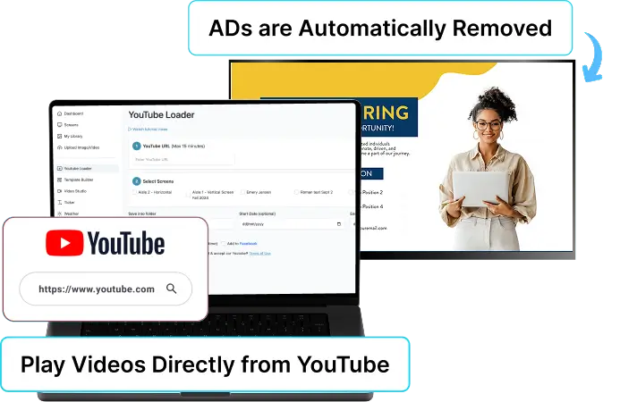 EZ-AD TV digital signage for corporate with youtube integration