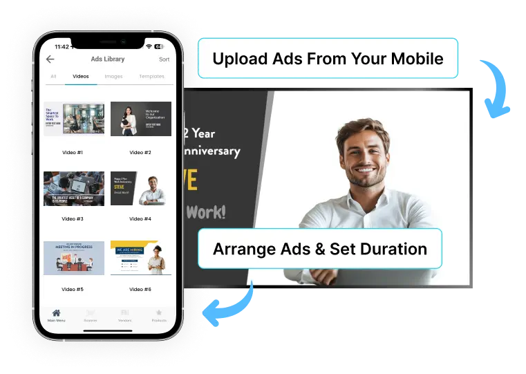 EZ-AD TV Digital Signage for corporate with mobile app