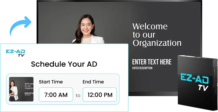 EZ-AD TV Digital Signage for corporate with schedule content options