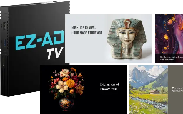 EZ-AD TV digital signage hero banner for art gallery