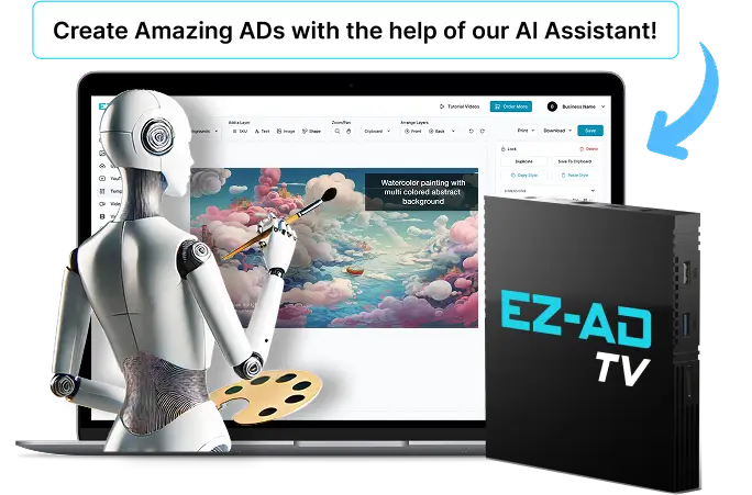 Ez-Ad Tv digital signage for art gallery with ai crafted ads