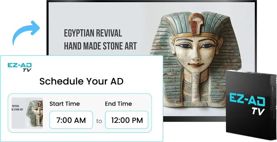 EZ-AD TV Digital Signage for art gallery with schedule content options