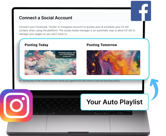 Ez-Ad Tv Digital signage for art gallery with social media connectivity