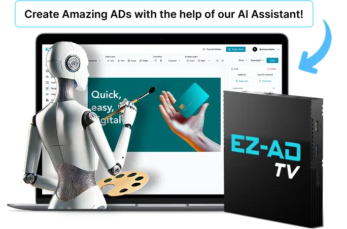 Ez-Ad Tv digital signage for banking with ai crafted ads